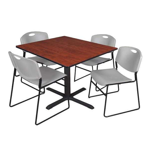 Cain Cain Square Table & Chair Set, Wood, Metal, Polypropylene Top TB4848CH44GY - main